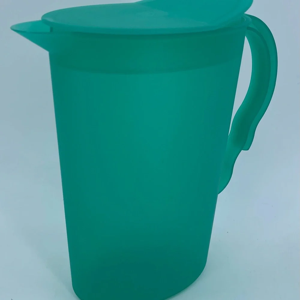 Tupperware 2‎ qt Slimline Impressions Pitcher RockerTop Lid Teal Green Vintage